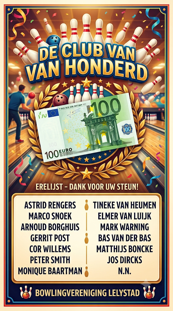 Club van 100 van Bowlingvereniging Lelystad